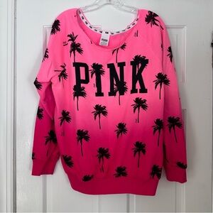 Victoria's Secret PINK Palm Tree Ombre Pink Wide Neck Sweatshirt Large vacation